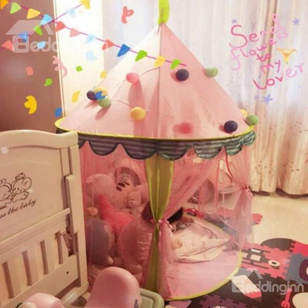 Pink Lovely Castle-like Polyester Pongee Hex-angular Kids Indoor Tent