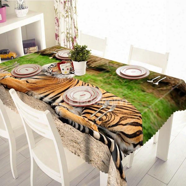 Polyester Leisurely Tiger Pattern 3d Tablecloth