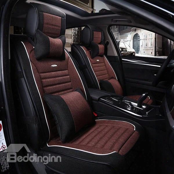 Premium Linen Leatherette Material Comfortable Dual Color Universal Car Seat Cover