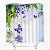 3D White Tulips and Purple Butterflies Printed Polyester Shower Curtain