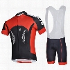 Male Red and Black Short Sleeve Bike Jersey Full Zipper Cycling Bib Suit