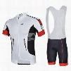 Male White Breathable Jersey with Full Zipper Short Sleeve Quick-Dry Cycling Bib Suit