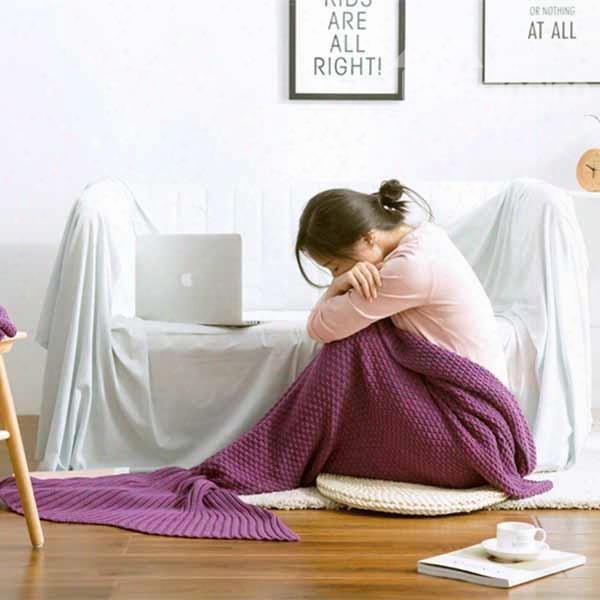 Pure Cotton Knitted Mermaid Tail Sofa Blanket