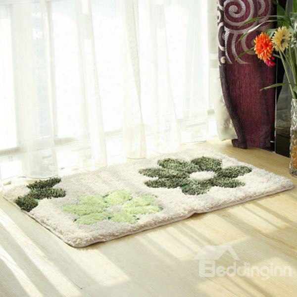 Simple Green Flower Pattern Home Decorative Doormat