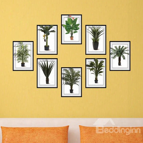 Simple Green Plants Photo Frame Wall Sticker