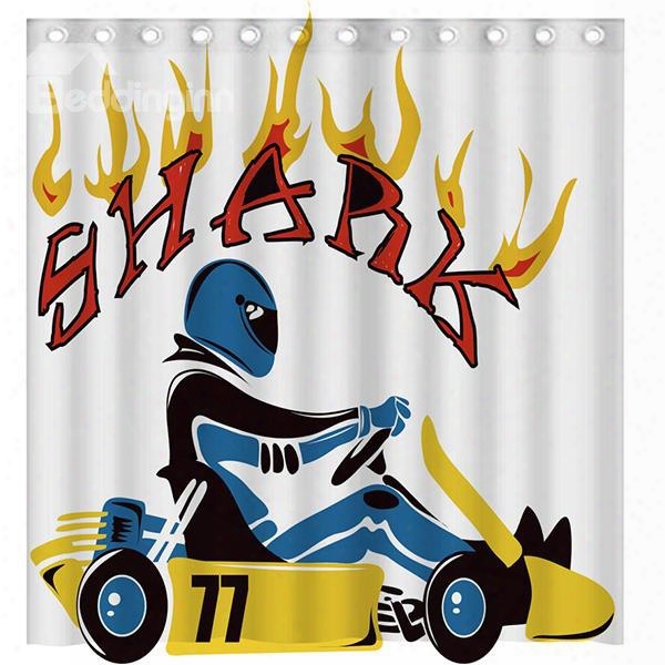 Super Cool Automobile Racing 3d Showerr Curtain