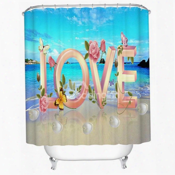 Sweet Love Print 3d Bathroom Shower Curtain