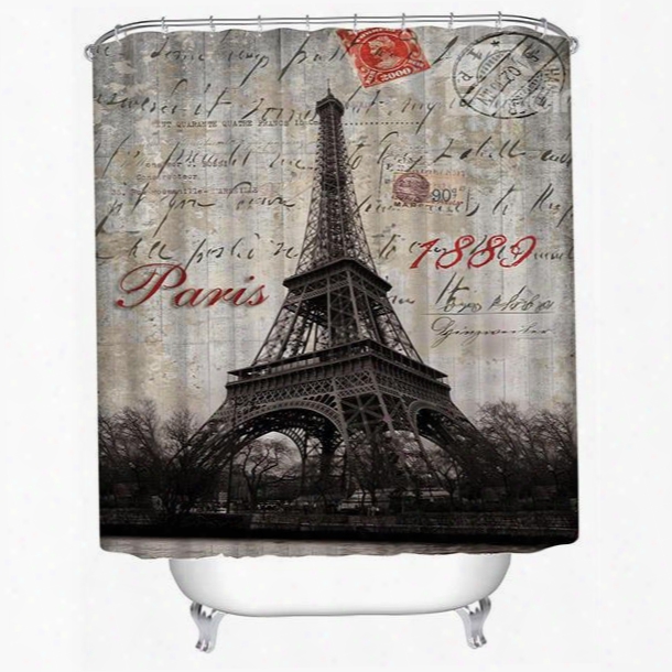 The Eiffel Tower In 1889 Print 3d Bathroom Shower Curtain