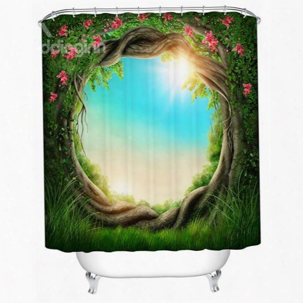 The Magic Tree Hole Print 3d Bathroom Shower Curtain