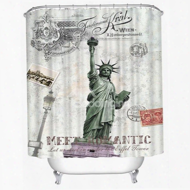 The Statue Of Liberty Print 3d Bathroom Shower Curtain