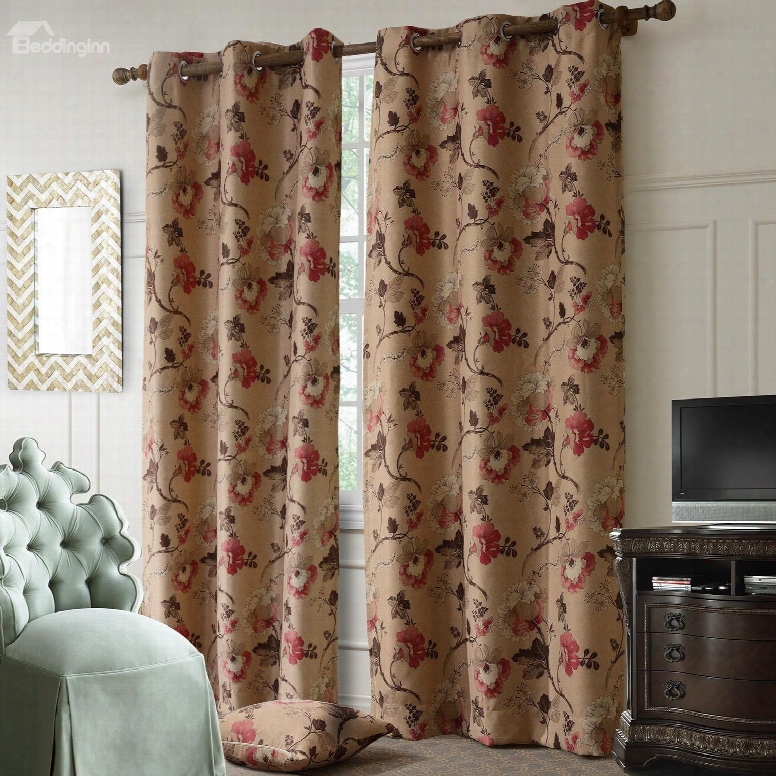 Top Quality Elegant Floral Grommeet Top Curtain