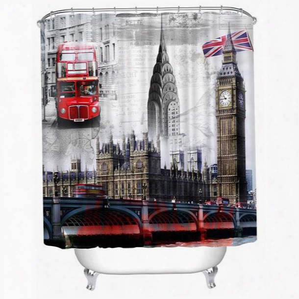 Typical London Landmark Print 3d Bathroom Shower Curtain