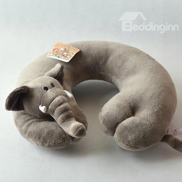 Ultra Soft Gray Elephant Plush Toy U Type Pillow