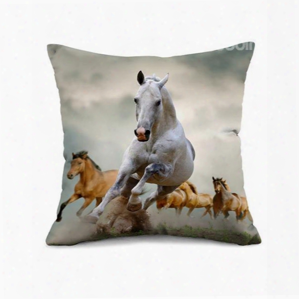 Vivid Running Horse Print Throw Pillow Case