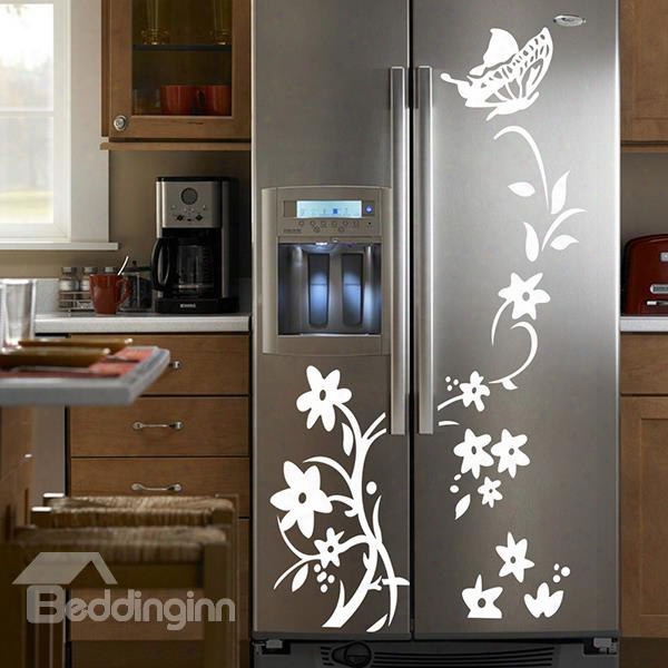 Wonderful Flower Vane Fridge Wardrobe Removable Wall Sticker