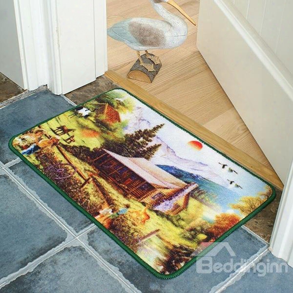 Wonderful Pastoral Countryside In Sunrise Anti-slipping Doormat