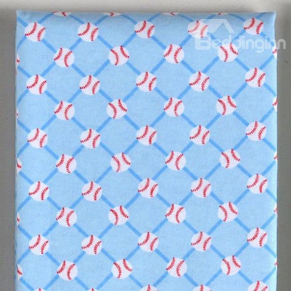 100% Cotton Blue Volleyball Pattern Baby Crib Sheet