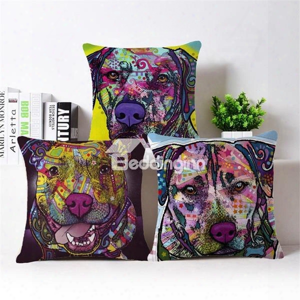 100% Cotton Lovely Dogs Print Throw Pillow Case