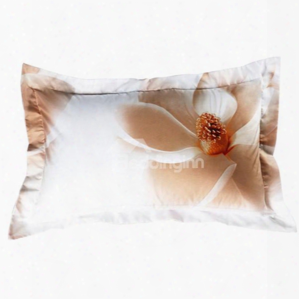 100% Cotton White Magnolia Print 2-piece Pillow Cases