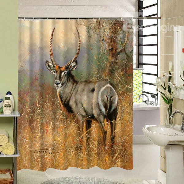 A Deer Torsion Head Printing 3d Bathroom Decor Shower Curtain