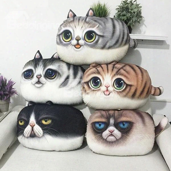 Adorable 3d Kitty Shape Plush Throw Pillow