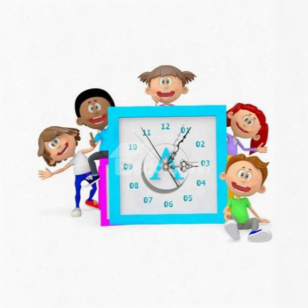 Amazing Family Members Pattern Needle And Digital Sticker Wall Clock