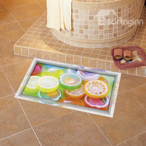 Amusing Orange Pattern Slipping-preventing Water-proof 3d Floor Sticker