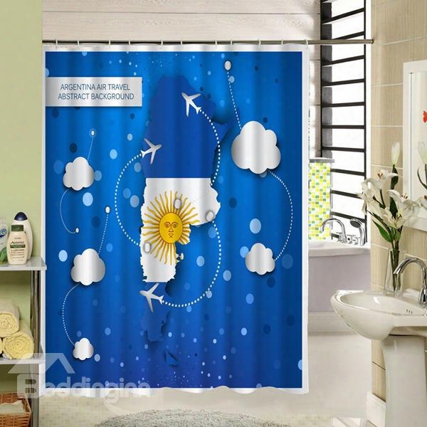 Argentina Air Travel Printing 3d Waterproof Shower Curtain