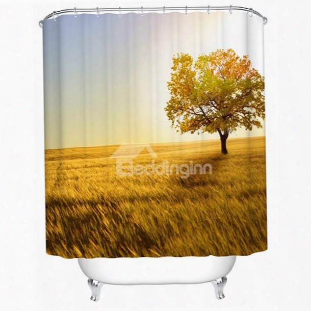 Attractive Rural Scenery And Maple Tree Print 3d Shower Curtain