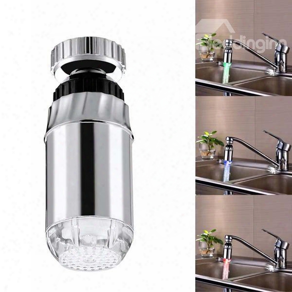 Beautiful 3 Colors Temperature Sensor Waterfall Kitchen Faucet Head