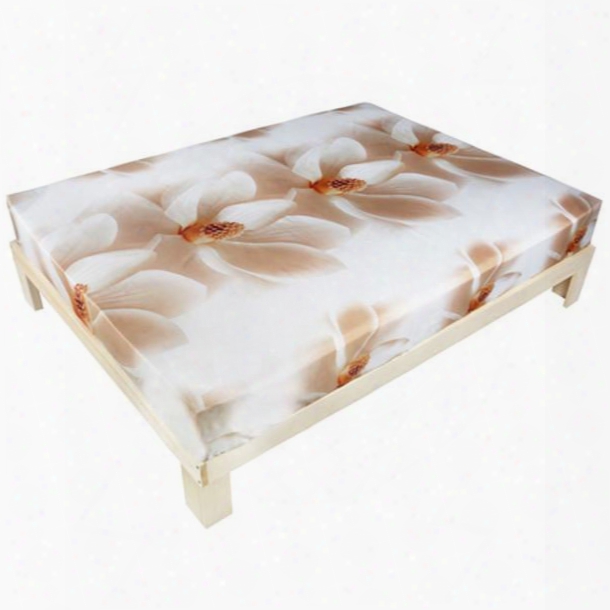 Beautiful 3d Pure Magnolia Printed Cotton Fitted Sheet