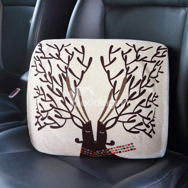 Beautiful Abstract Reindeer Patterned Linen Car Pillow