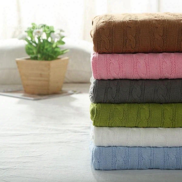 Beautiful Cable-knit Solid Color Cotton Throw Blanket