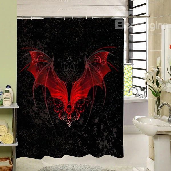 Blood-red Bat Spread The Wings Printing 3d Shower Curtain