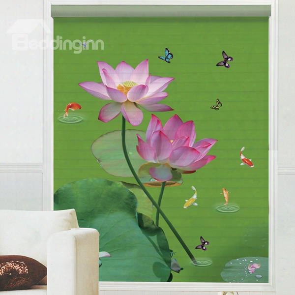 Blooming Lotus Printing Polyester Shangri-la Blind & Roller Shades