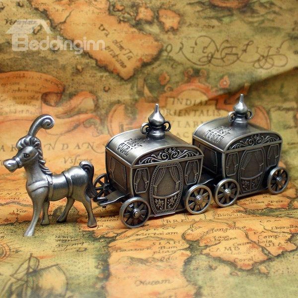 Carriage Design Zinc Alloy Baby First Tooth And Curl Keepsake Boxes