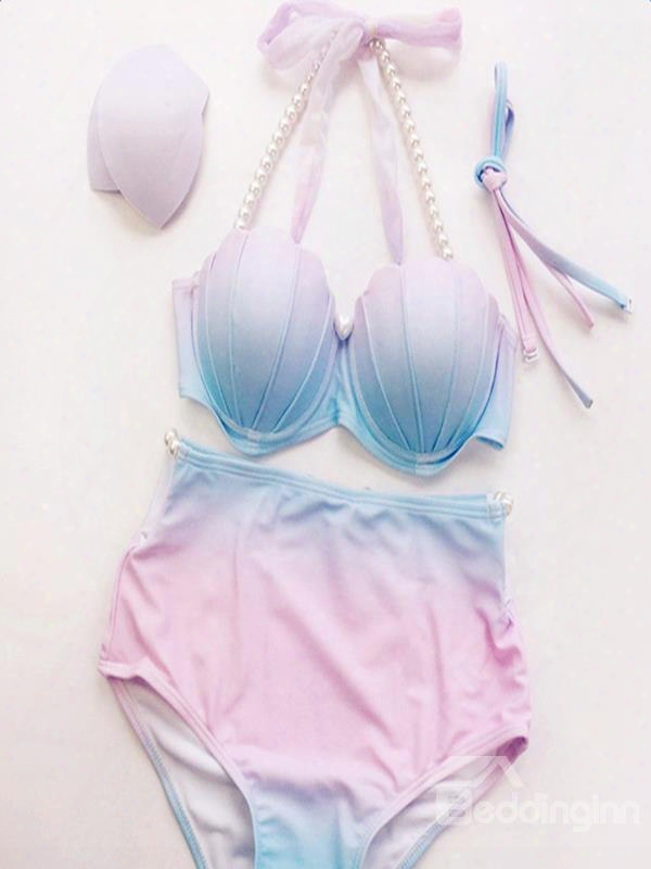 Charming Serenity And Rose Quartz Free Wire Shell Bra With Falsies Mermaid Bikini