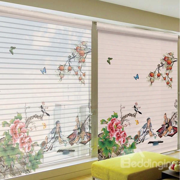 Chinese Confucius Talking With Friend Printing 3d Shangri-la Blinds & Rollr Shades