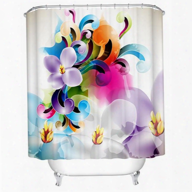Clip Art Colored Flowers Print 3d Bathroom Shower Curtain