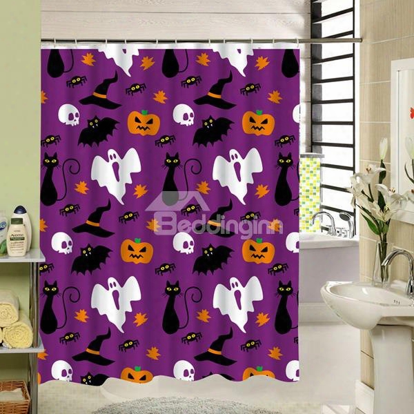 Clip Art Ghost And Other Scary Symbol Halloween Poster 3d Printing Shower Curtain