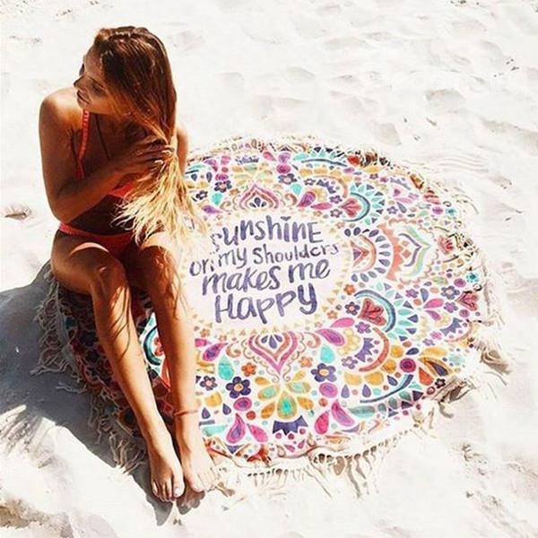 Colorful Bohemian Style Outdoor Round Multi Usage Beach Throw Mat