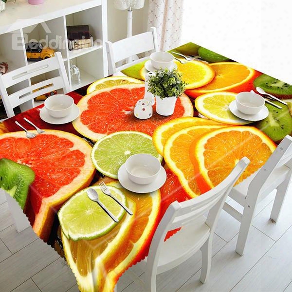Colorful Polyester Grapefruit Pattern 3d Tablecloth