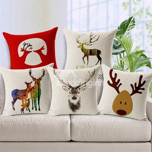 Comfortable Lovely Reindeer Print Throw Pillow Case