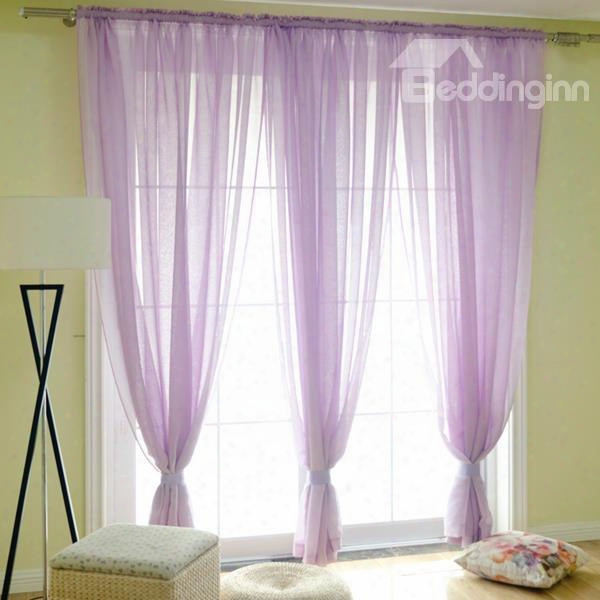 Concise Solid Purple One Panels Custom Sheer Curtain