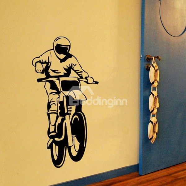 Cool Motorcycle Man Pattern Removable Wall Stickers