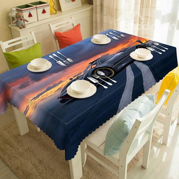 Cool Sunset Road And Car Pattern 3d Tablecloth