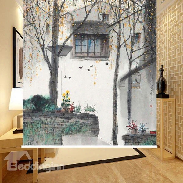 Country Style Watercolor Village Printing3d Roller Shades