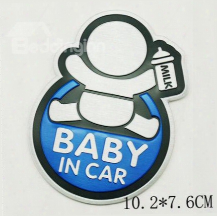 Creative Cartoon Printed Metal Baby In Car Sign Car Sticker