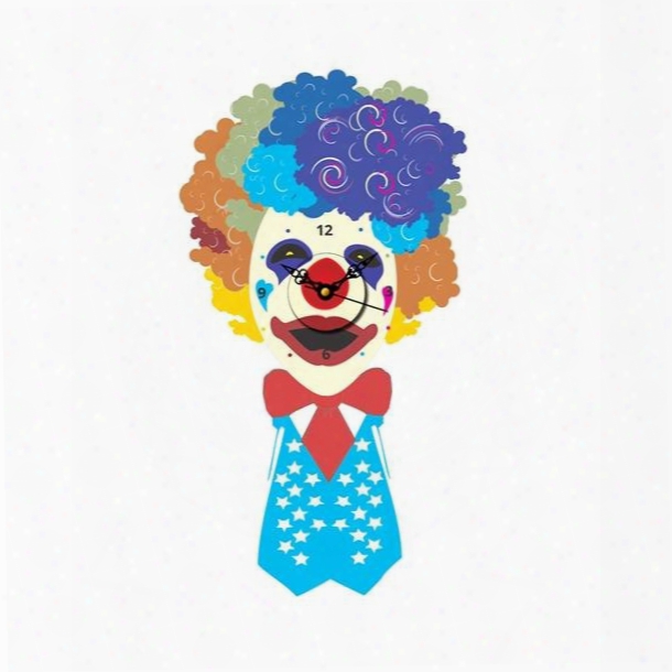 Creative Colorful Clown Shape Needle And Digital Sticker Wall Clock