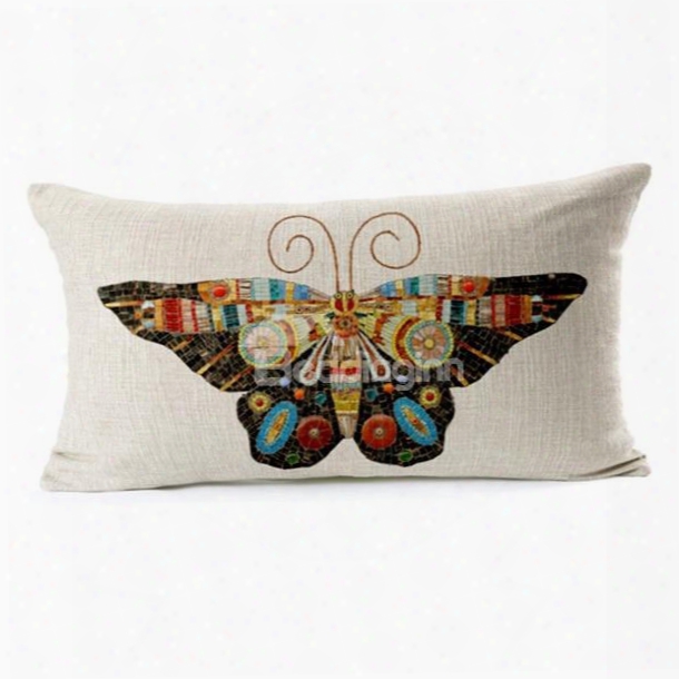 Creative Design Colorful Butterfly Print Throw Pillow Case